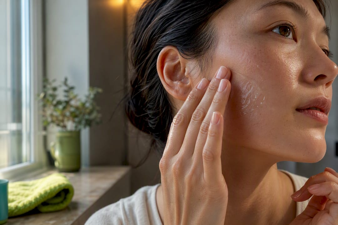 Hands applying serum before sunscreen