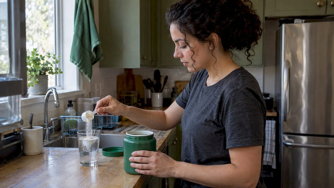 Collagen powder being mixed into water